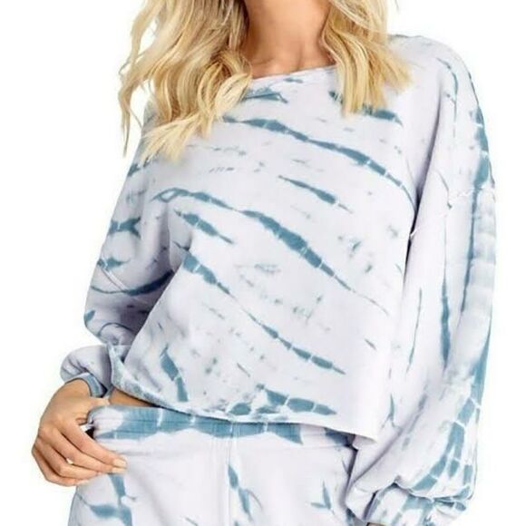 Wildfox Couture Olivia Cropped Oversized  Tie Dye Sweatshirt in Muse Size Medium - Picture 1 of 7